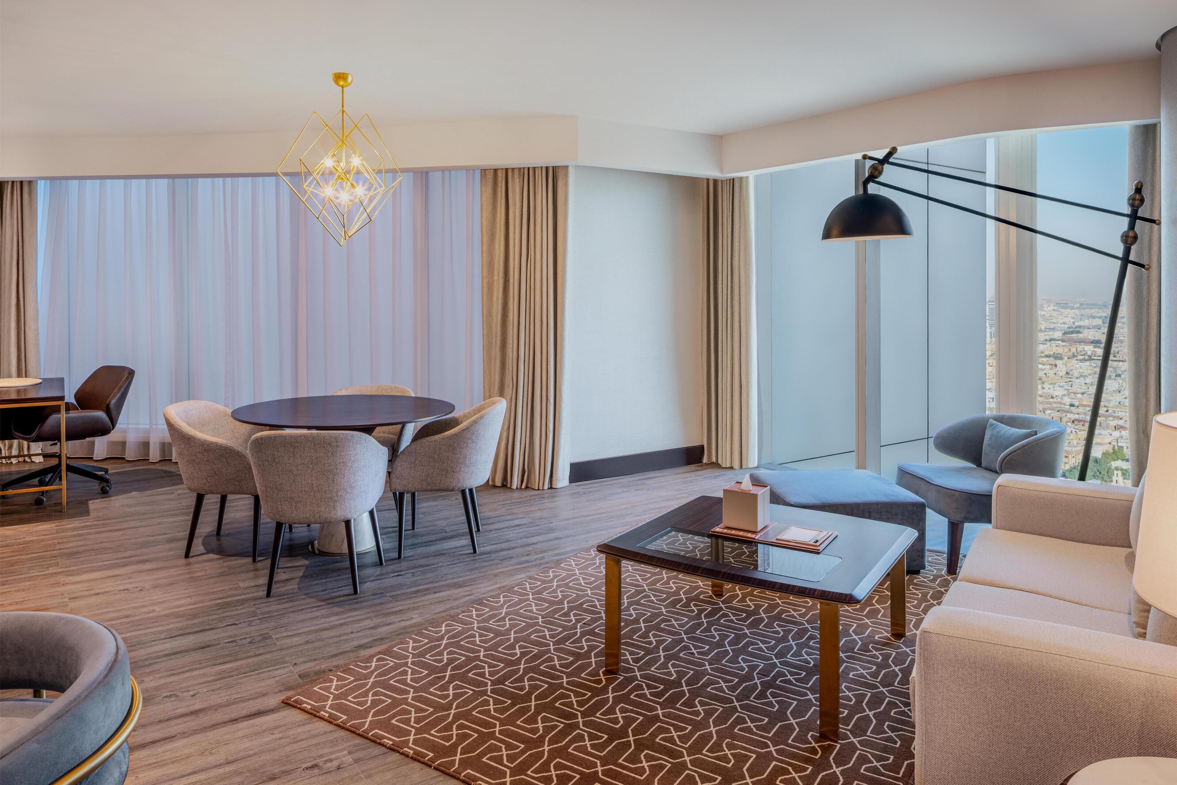 Suite, 1 Bedroom (Lounge Access) | Living area | 65-inch flat-screen TV with cable channels, TV, offices