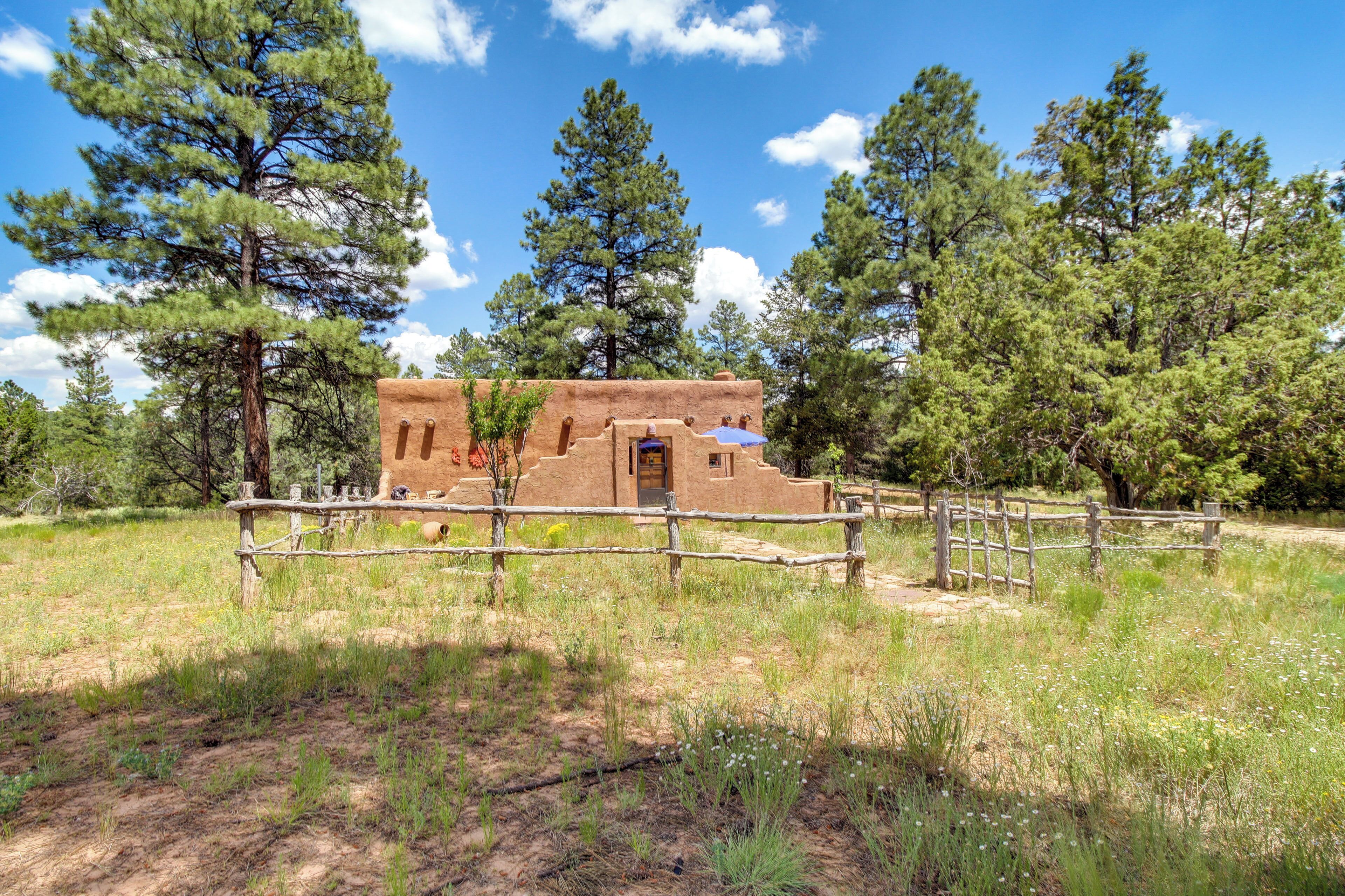 Secluded Ramah Cottage: Patios & Outdoor Fireplace