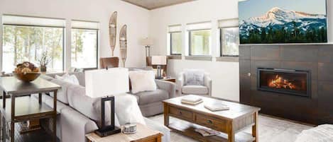 TV, fireplace, offices