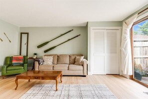 TV connectée, cheminée, livres