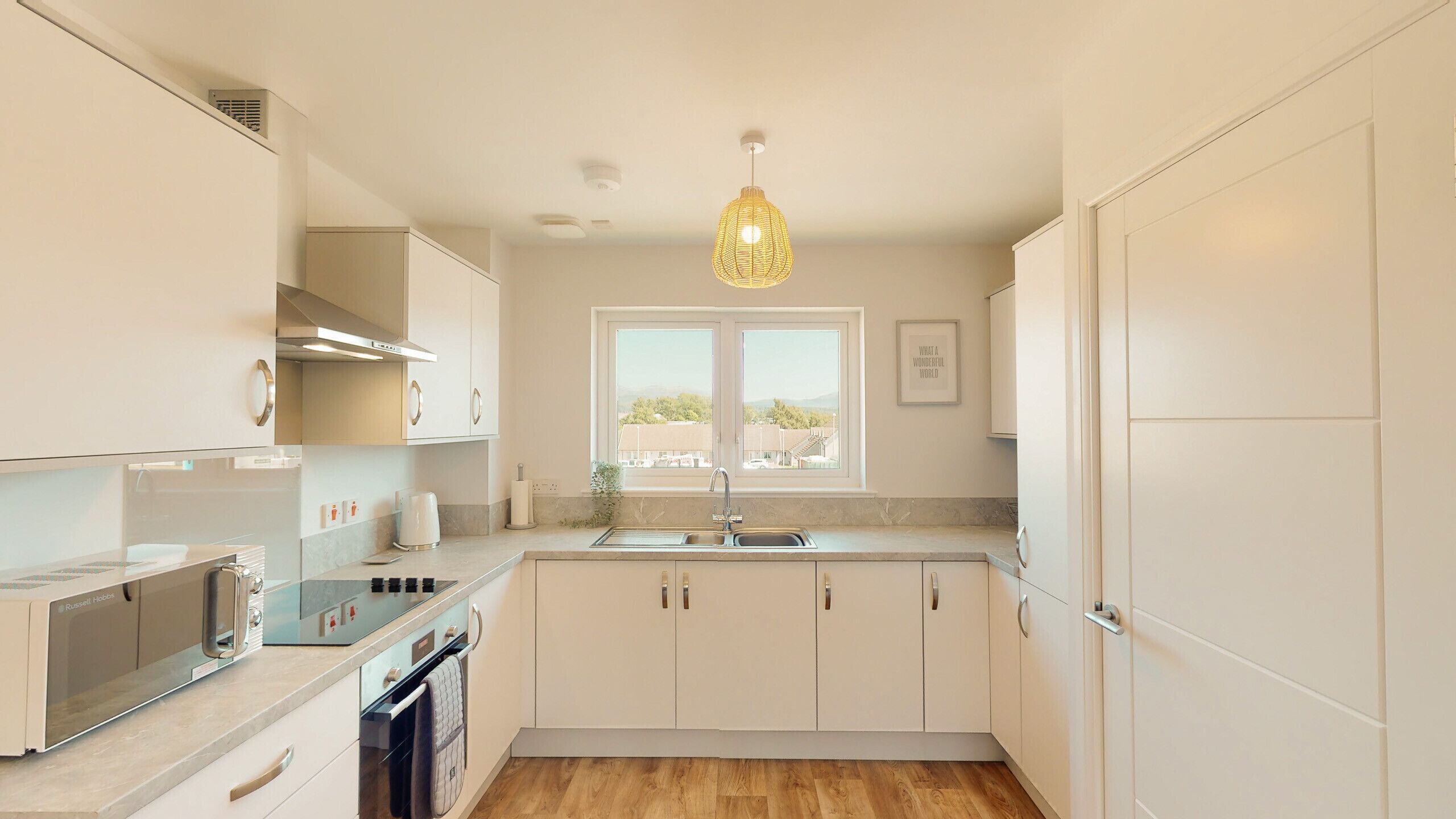 Fridge, microwave, oven, electric kettle