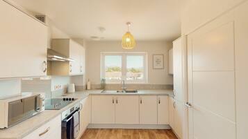 Fridge, microwave, oven, electric kettle