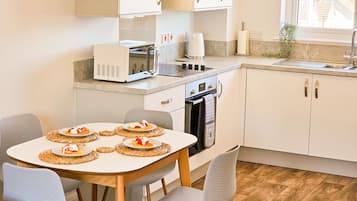 Fridge, microwave, oven, electric kettle