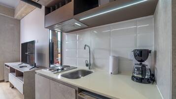 Leilighet – deluxe | Eget kjøkken | Kjøleskap, mikrobølgeovn, vannkoker og brødrister