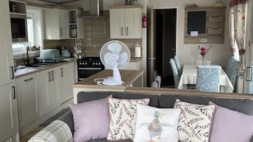 Älytelevisio, takka, kirjoja