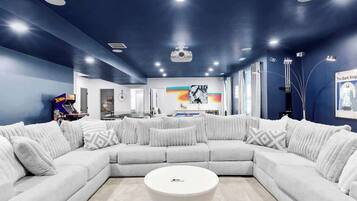 Smart TV, fireplace, video games