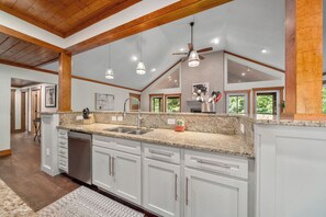 Fridge, microwave, oven, stovetop - Mountaintop Ridge | Near Asheville with Pool, Fire Pit, and Ranging Views (Fairview)