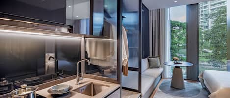 1 chambre, literie de qualité supérieure, couette en duvet d'oie