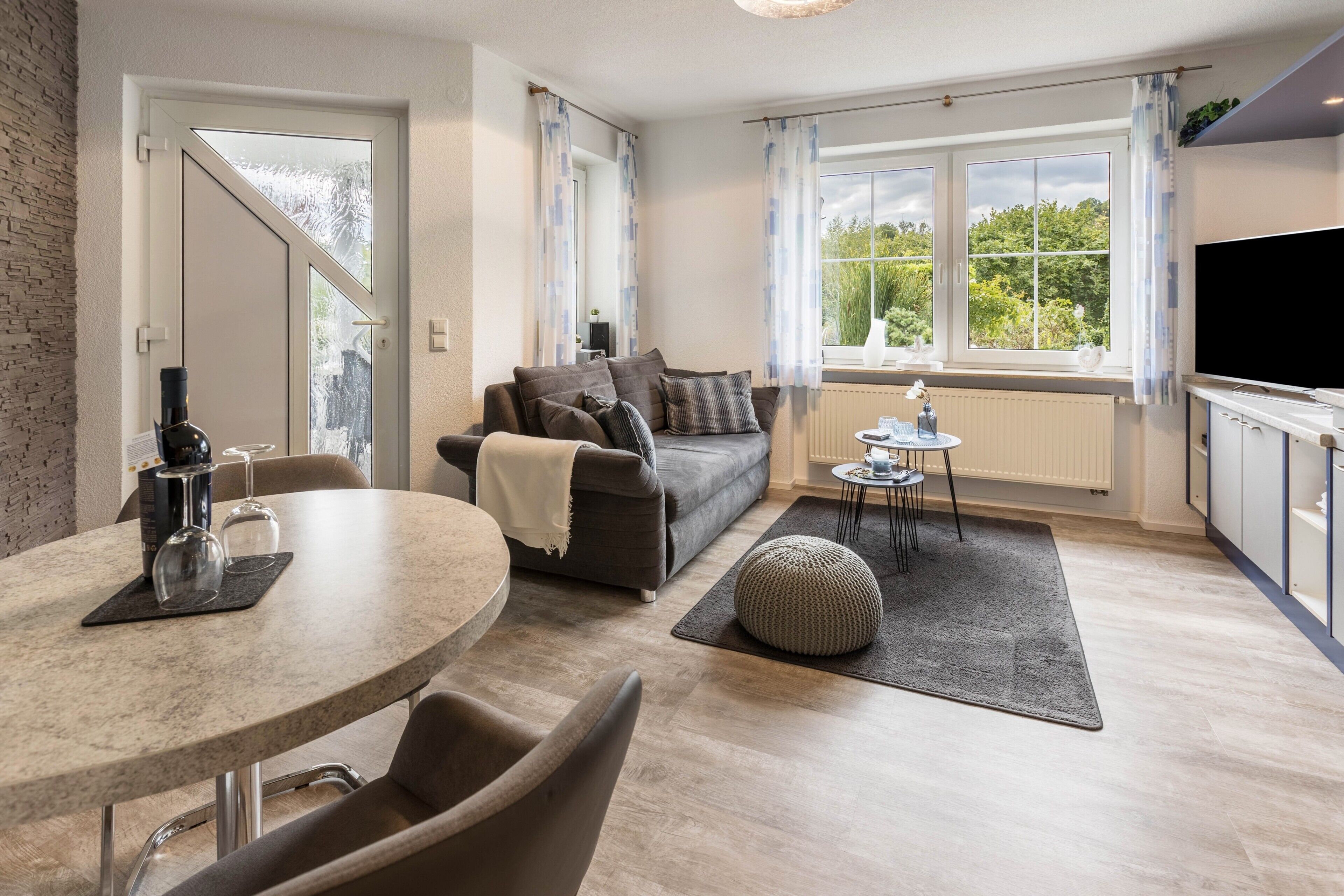 Télévision, table de tennis de table, chaîne hi-fi