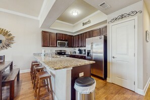 Fridge, microwave, oven, stovetop - Sea Renity, Unit A404 | Condo in Miramar Beach with a pool & stellar views (Miramar Beach)