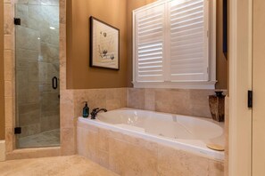 Hair dryer, towels, shampoo