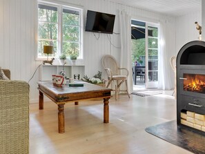 Televisión y chimenea 