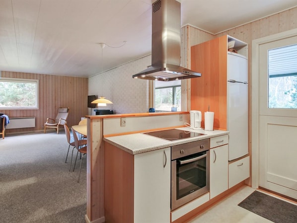 Fridge, oven, dishwasher, high chair