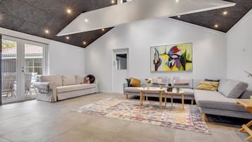 TV, fireplace, foosball