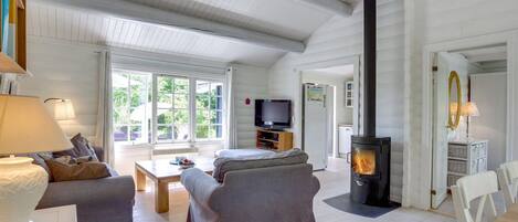 Fernseher, Kamin, DVD-Player