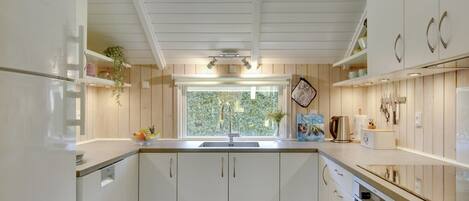 Fridge, oven, dishwasher, high chair