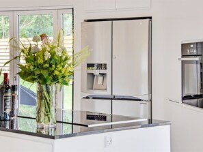 Fridge, oven, dishwasher, high chair