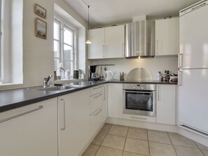 Fridge, oven, dishwasher, high chair