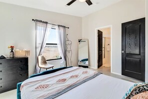 3 bedrooms, desk, iron/ironing board, travel cot