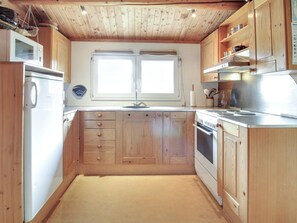 Fridge, microwave, cookware/dishes/utensils