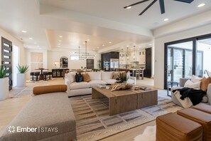 Smart TV, fireplace, ping pong, computer monitors