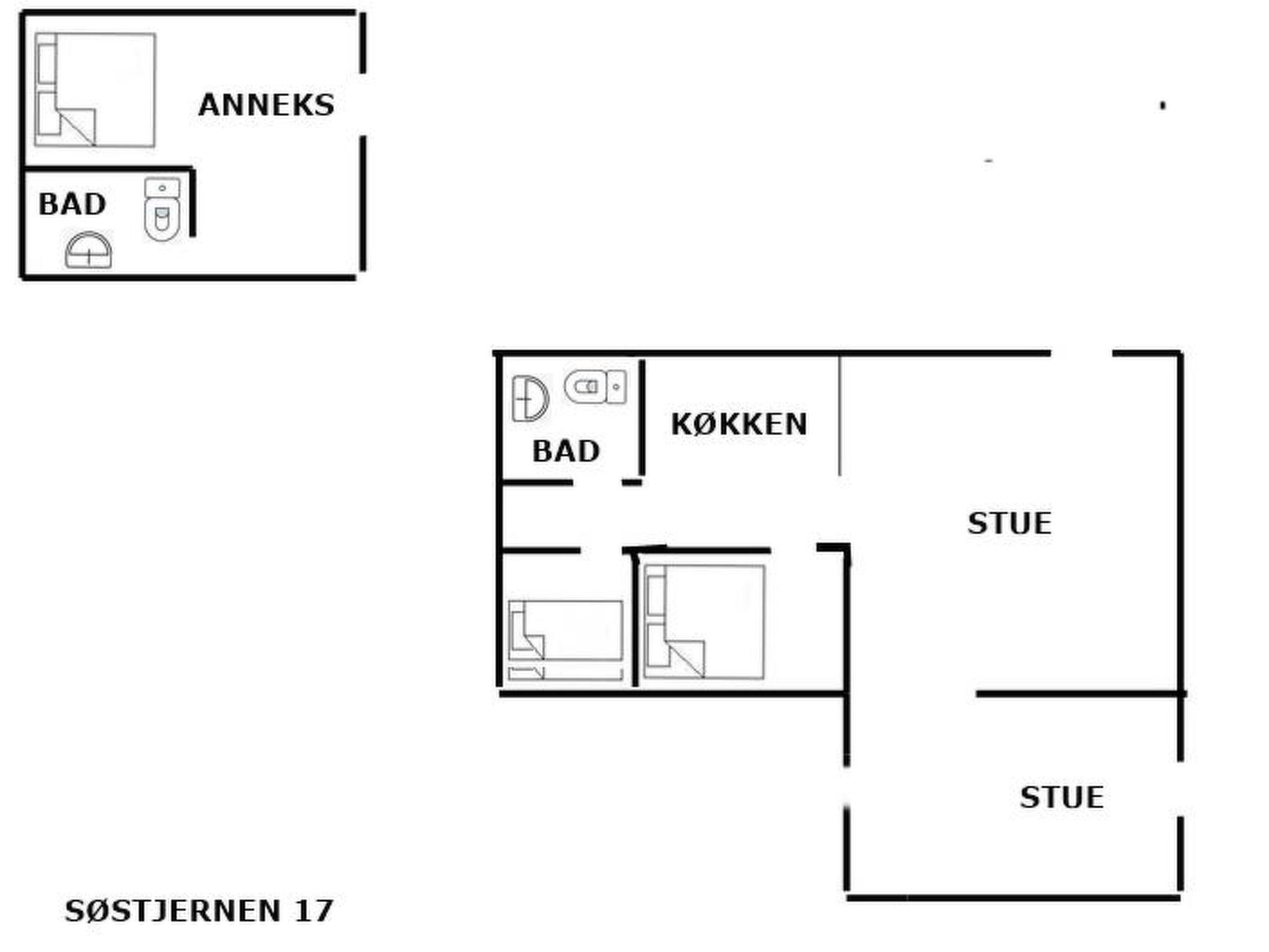 A floor plan of a hotel room with a kitchenette, a bathroom, and a living area.