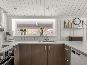 Fridge, dishwasher, cookware/dishes/utensils