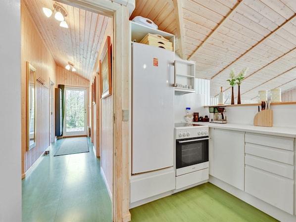 Fridge, oven, dishwasher, high chair