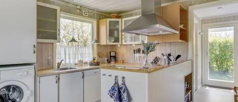Fridge, oven, dishwasher, high chair