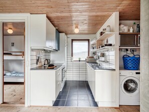Fridge, microwave, cookware/dishes/utensils