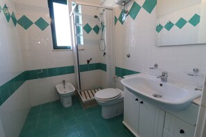 Douche, sèche-cheveux, serviettes fournies