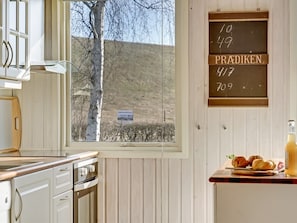 Fridge, oven, dishwasher, cookware/dishes/utensils