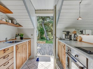 Fridge, microwave, cookware/dishes/utensils