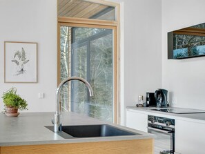 Fridge, dishwasher, cookware/dishes/utensils