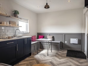 Holiday Lodge - Accessible | Private kitchen | Fridge, microwave, stovetop, electric kettle - Goodstay Lodges by Urban Space (Barry)