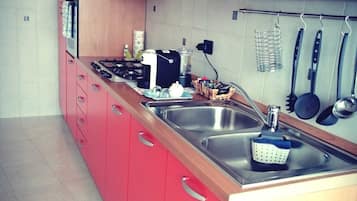 Kühlschrank, Ofen, Herdplatte, Wasserkocher mit Kaffee-/Teezubehör