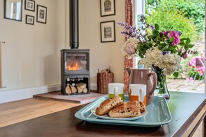 The wood burning stove is ideal for cosy nights together