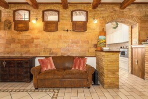 Smart TV, fireplace, foosball