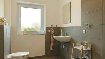 Shower, soap, toilet paper