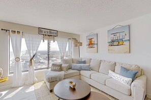 TV, fireplace - The Beach House @ Palace Resort 1911 | Condo in Myrtle Beach with ocean views (Myrtle Beach)