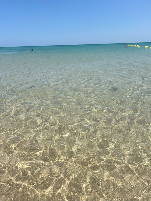 Una spiaggia nelle vicinanze, lettini da mare