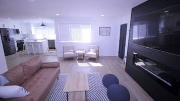 Smart TV, fireplace, video games