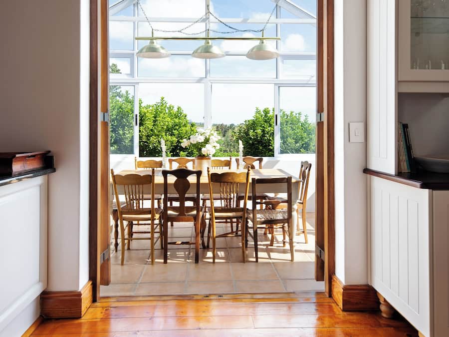 Fridge, microwave, high chair