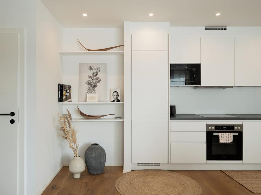 Premium two-bedroom Apartment | Cozinha privada | Geladeira grande, micro-ondas, fogão, cooktop