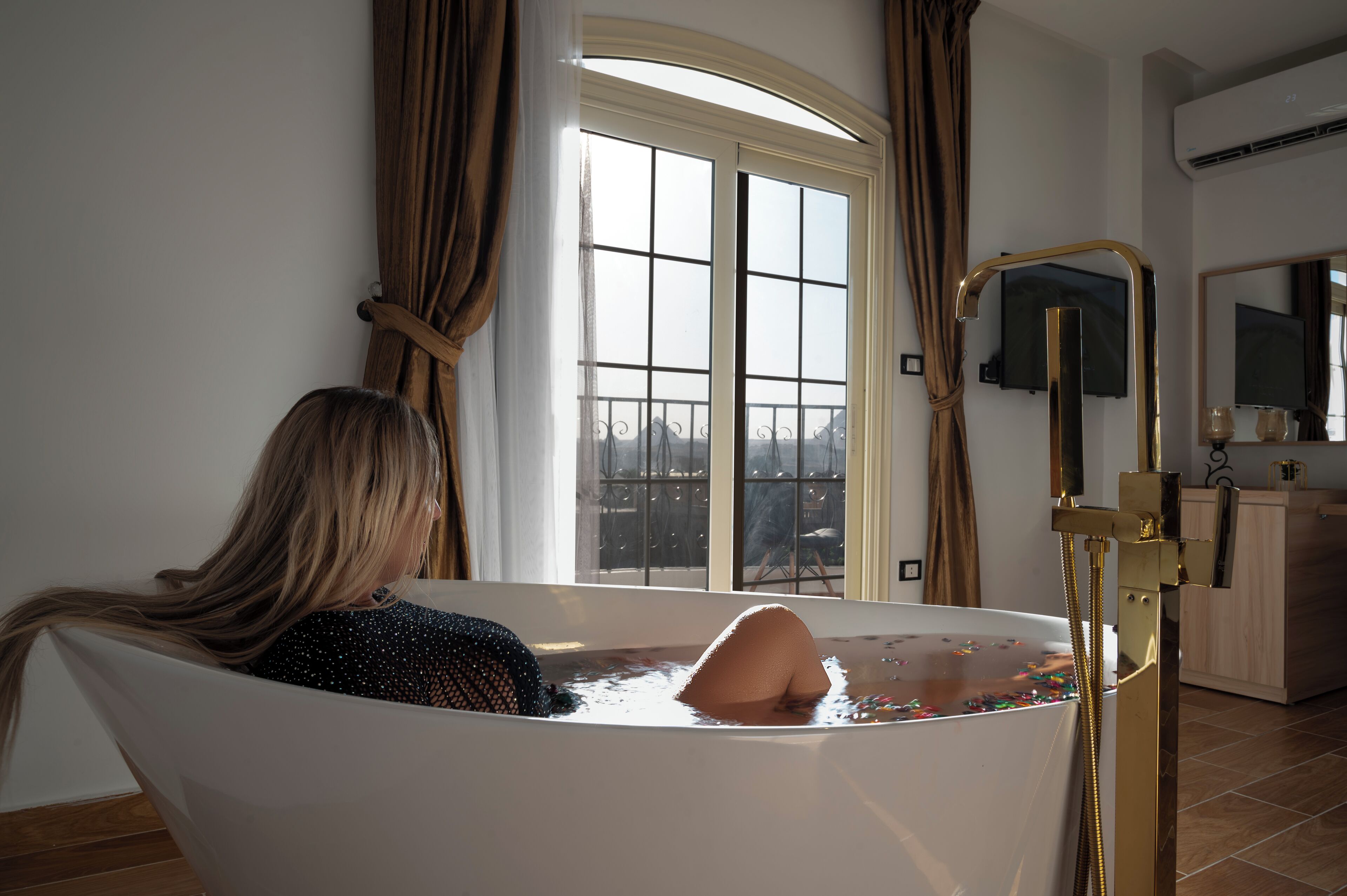 Sengetøy i egyptisk bomull, sengetøy av topp kvalitet og minibar