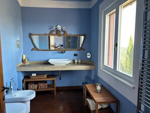 Douche, baignoire à jets, sèche-cheveux, bidet