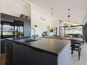 Fridge, microwave, oven, dishwasher