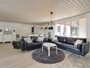 TV, fireplace, table football