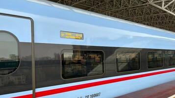 A train with a platform.