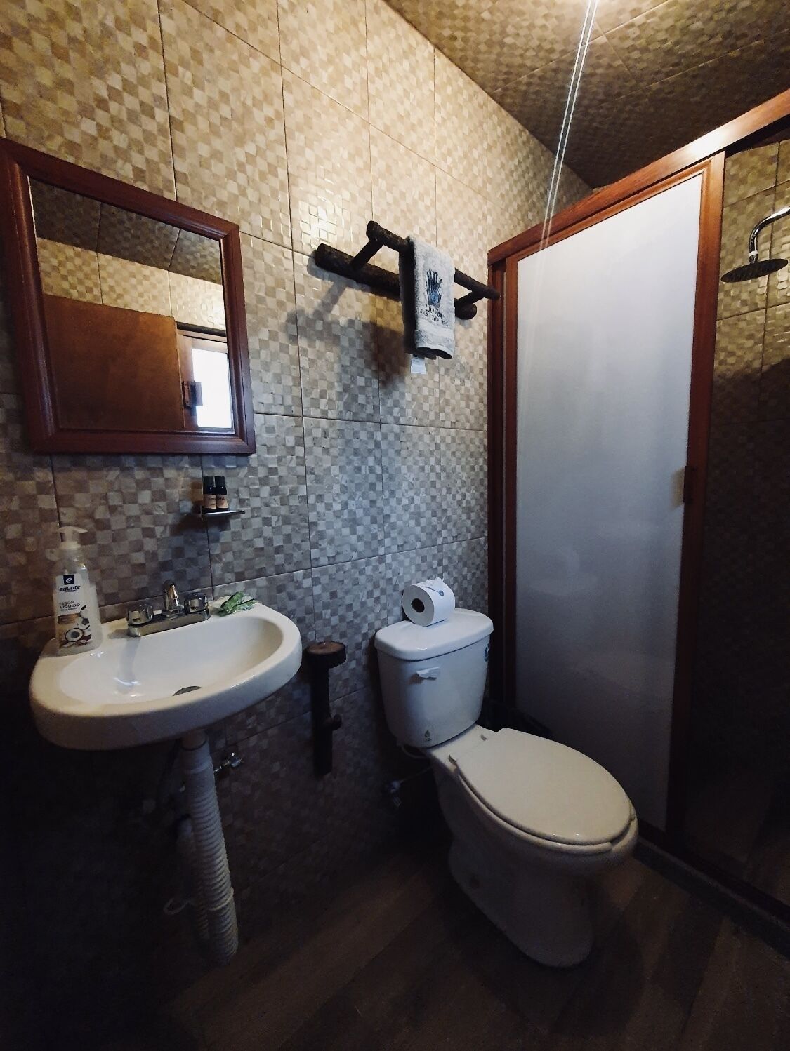 Basic Cabin, Terrace, Mountain View | Bathroom | Shower, free toiletries, towels, toilet paper